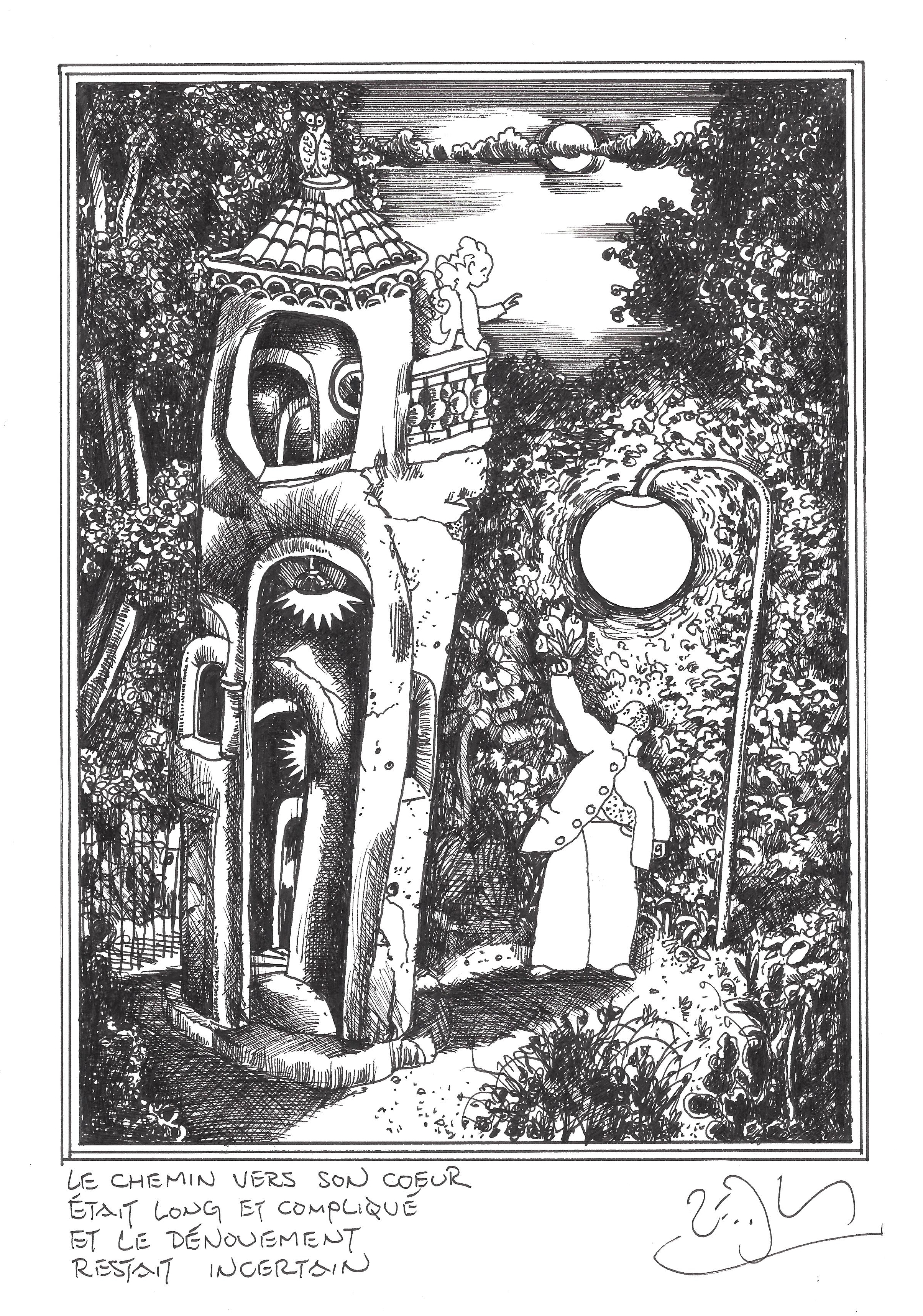 « The way to her heart was long and difficult, and the outcome by no means certain – Le chemin vers son cœur était long et compliqué, et le dénouement restait incertain »